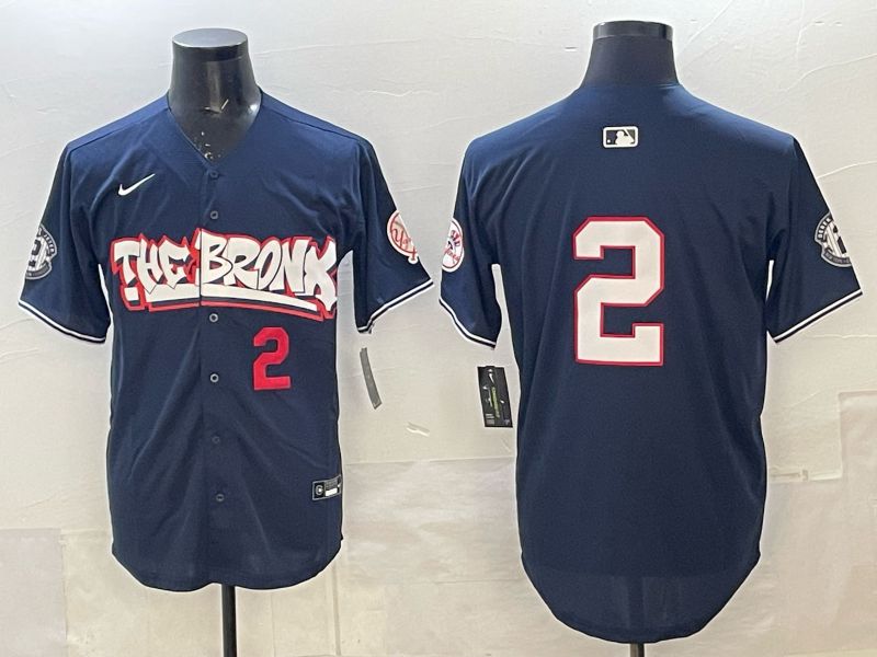 Men 2025 New York Yankees #2 Jeter Blue 4th generations Joint Name Nike MLB Jersey style 09->new york yankees->MLB Jersey